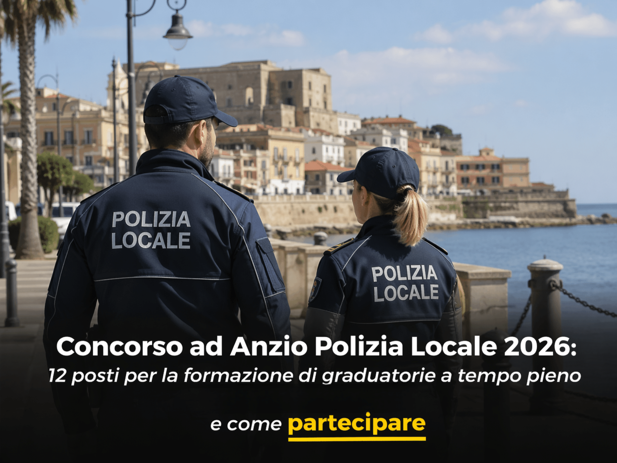 Concorso ad Anzio Polizia Locale 2026: 12 posti per la formazione di graduatorie a tempo pieno e determinato