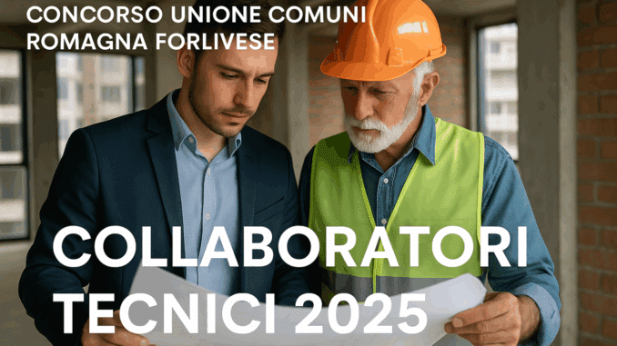 Concorso Unione Comuni Romagna Forlivese Collaboratori Tecnici 2025: 5 posti senza titoli di studio richiesti
