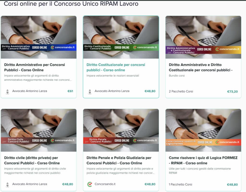 Corsi online per il Concorso Unico Ripam Lavoro