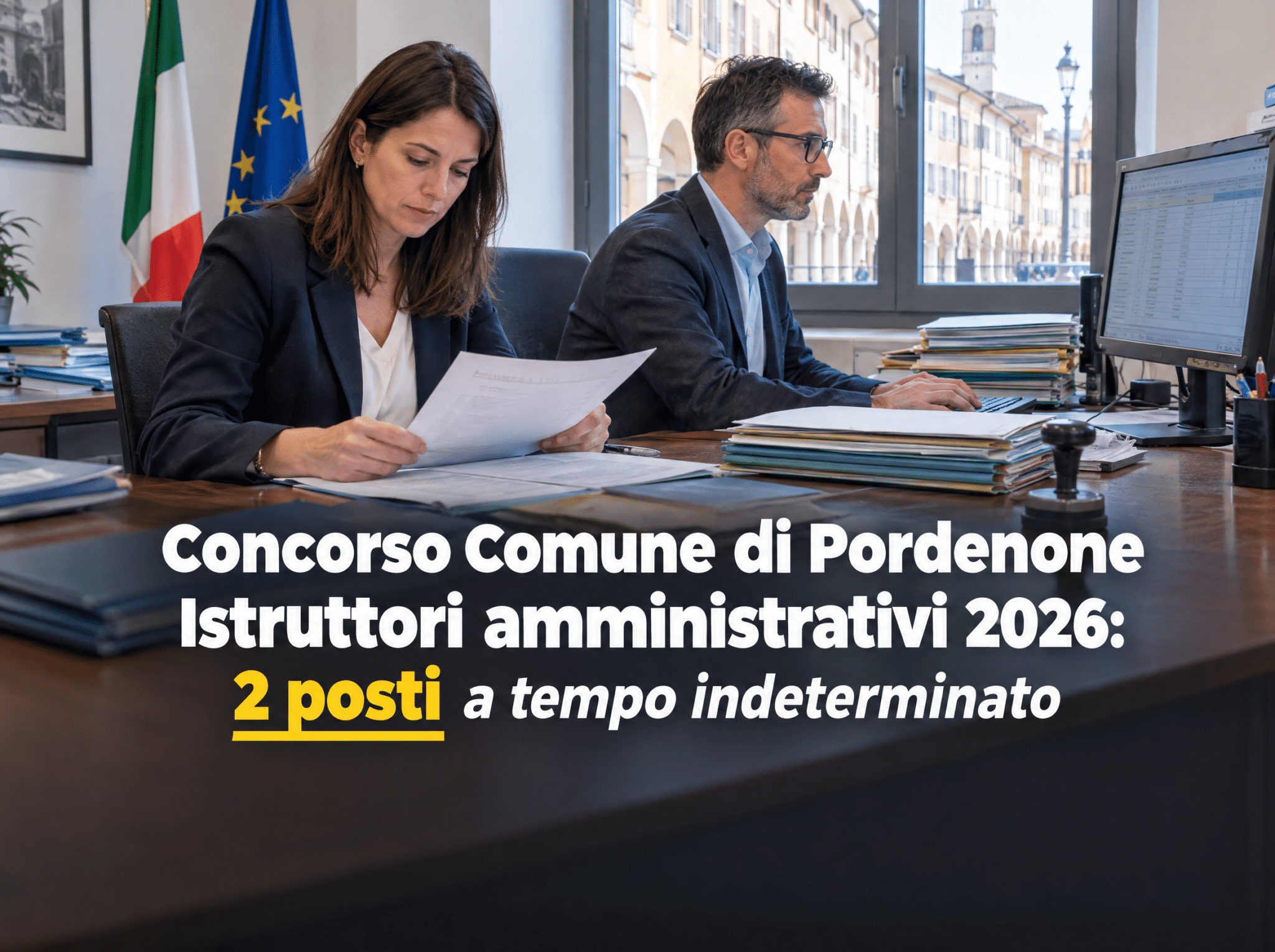 Concorso Comune di Pordenone Istruttori amministrativi 2026: 2 posti a tempo indeterminato