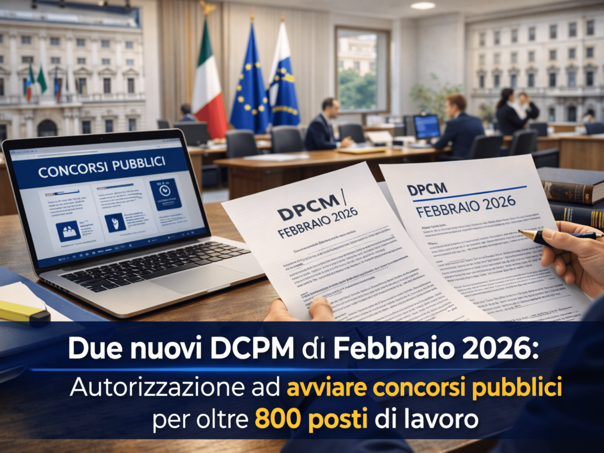 Due nuovi DPCM Febbraio 2026 - Autorizzazione concorsi pubblici oltre 800 posti
