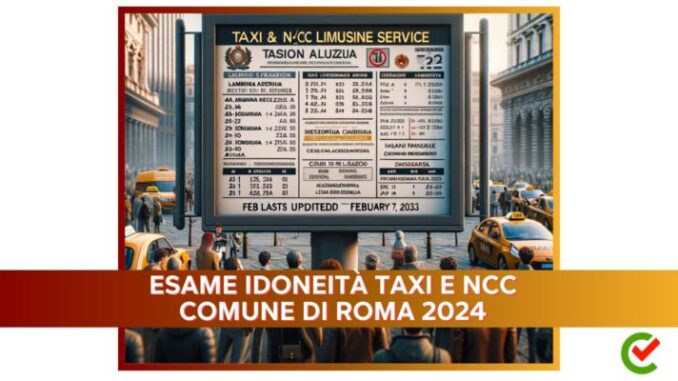 Esame idoneità TAXI e NCC Comune di Roma 2024 -