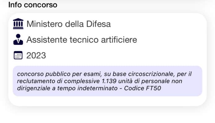 Banca dati (NON UFFICIALE) Concorso Ministero della Difesa 2023 - assistenti tecnici artificieri