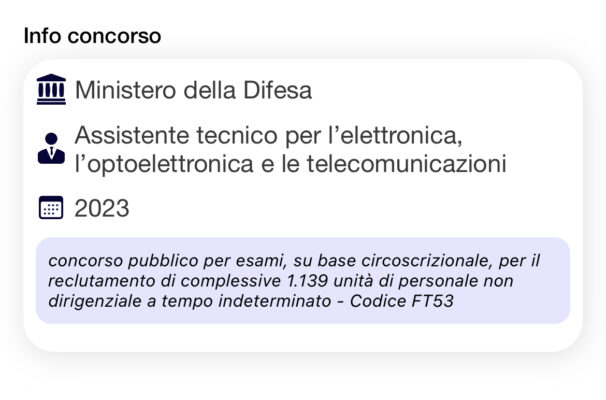 Banca dati (NON UFFICIALE) Concorso Ministero della Difesa 2023 - assistenti tecnici per l’elettronica, l’optoelettronica e le telecomunicazioni