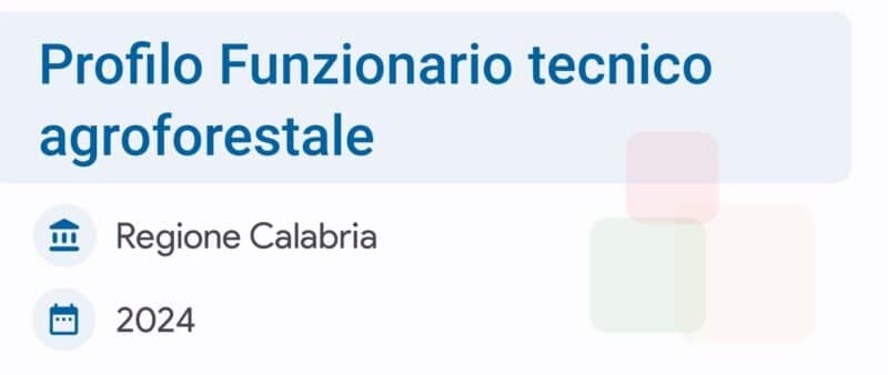 Quiz Concorso Regione Calabria – Banca dati per Profilo Funzionario tecnico agroforestale