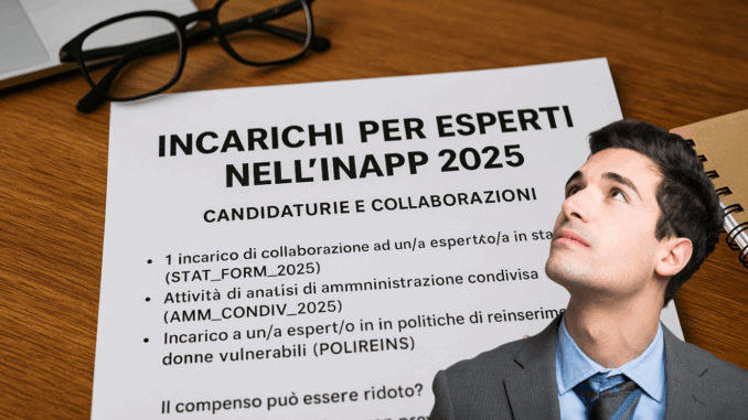 Incarichi per Esperti nell'INAPP 2025: candidature e collaborazioni con compensi fino a quasi 50mila euro