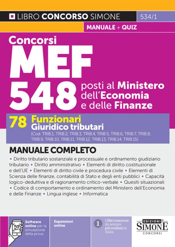 Manuale Concorso Ministero Economia e Finanze Laureati 2026 – Per Funzionari Giuridico tributari