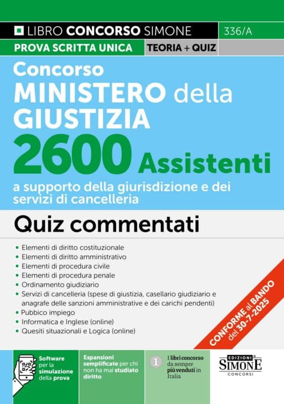 Manuale Concorso Ministero della Giustizia 2600 Assistenti – Quiz Commentati