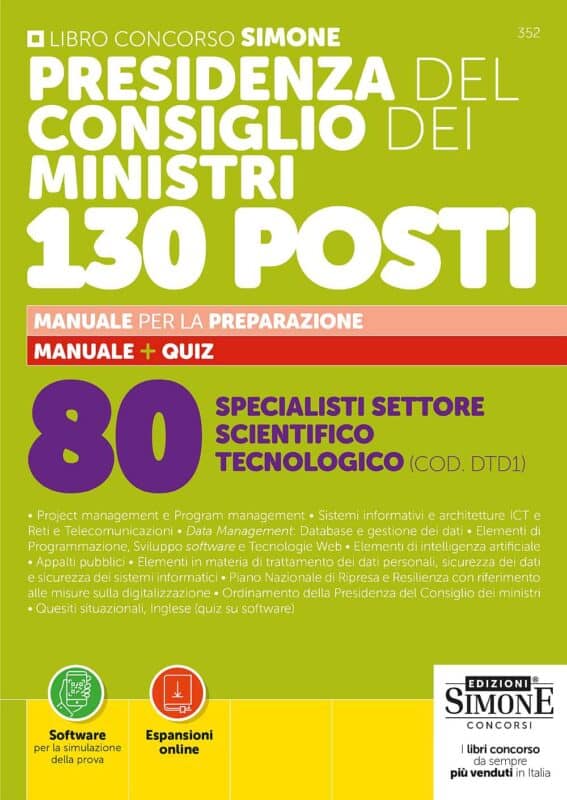 Manuale Concorso Presidenza del Consiglio dei Ministri Specialisti – Settore scientifico tecnologico