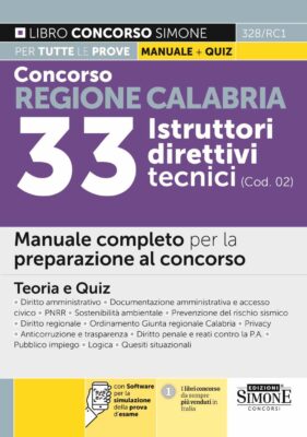 Manuale Concorso Regione Calabria 33 Istruttori direttivi tecnici – Per la preparazione