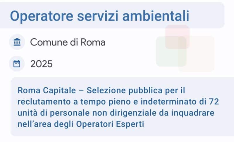 Operatore servizi ambientali roma 2025