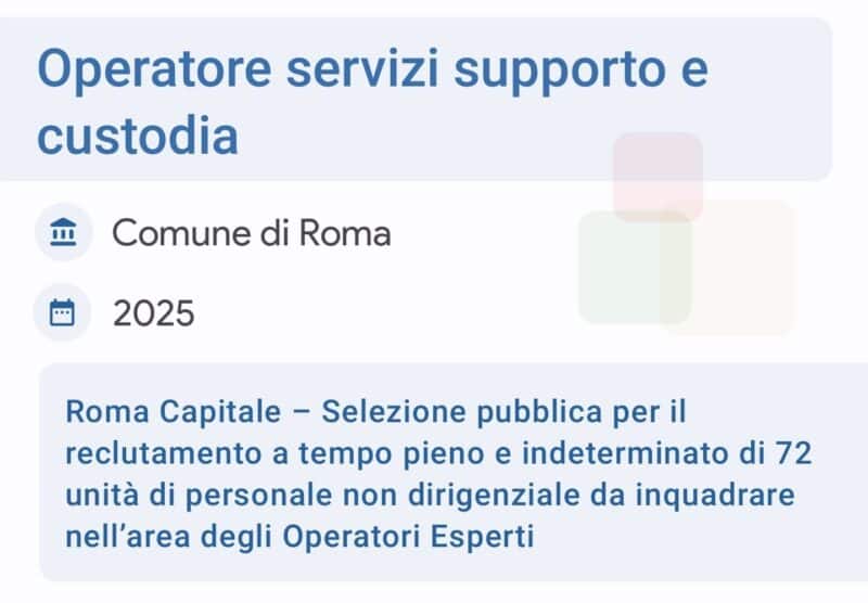 operatore servizi supporto 2025
