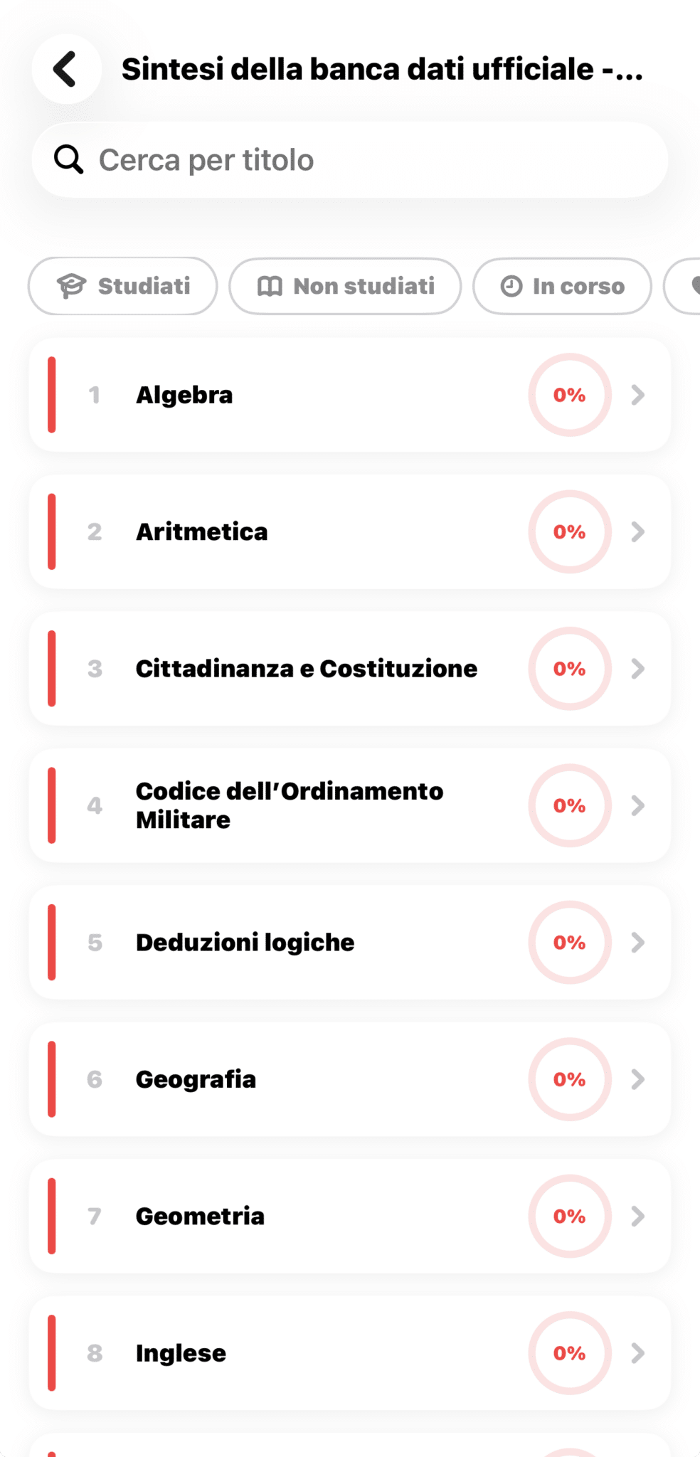 Sezione Appunti nel Simulatore Quiz di Concorsando.it con le nozioni estratte dalla banca dati ufficiale del Concorso VFT 2026