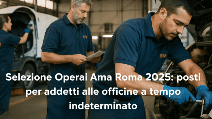 Selezione Operai Ama Roma 2025: posti per addetti alle officine a tempo indeterminato