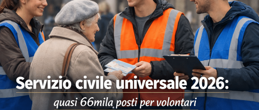 Servizio civile universale 2026 quasi 66mila posti