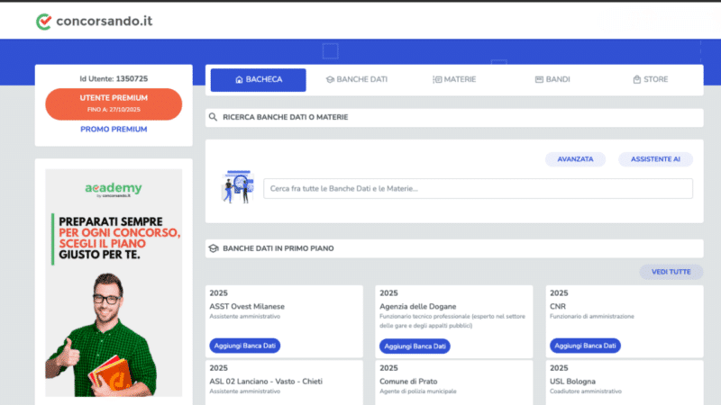 Simulatore quiz Concorsando.it - Pagina di accesso