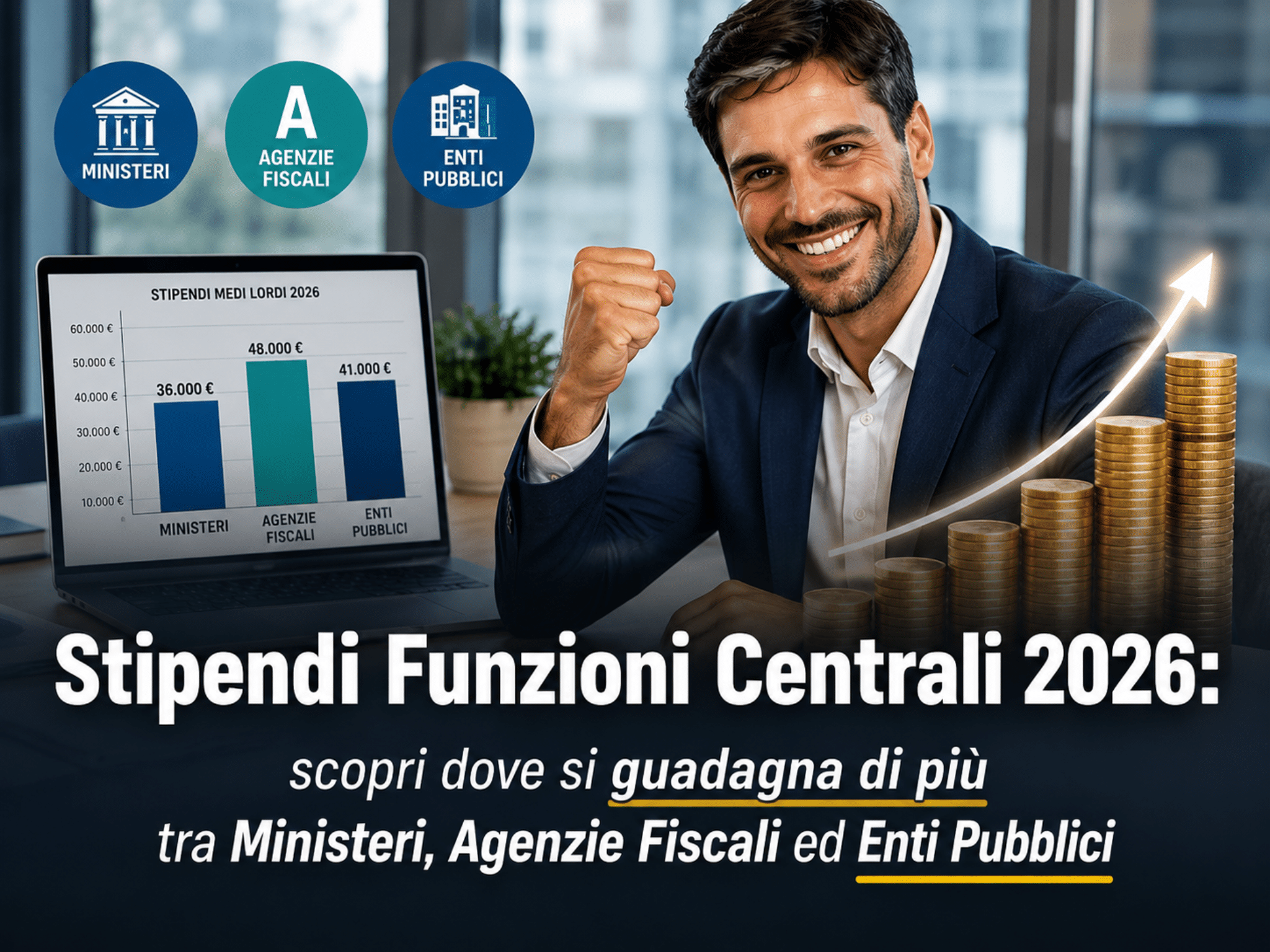 Stipendi Funzioni Centrali 2026 classifica Ministeri Agenzie Fiscali Enti Pubblici