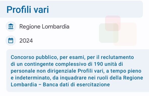 Banca dati di esercitazione per il Concorso Regione Lombardia - Giunta 2024.