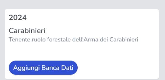 Banca dati Tenente ruolo forestale dell'Arma dei Carabinieri.