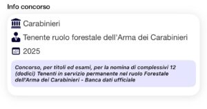 Banca dati ufficiale per Concorso Tenenti nel ruolo forestale dell'Arma dei Carabinieri 2025