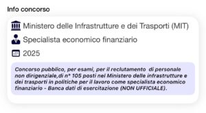 Banca dati di esercitazione (NON UFFICIALE) - Concorso MIT Funzionario Specialista economico finanziario 2025
