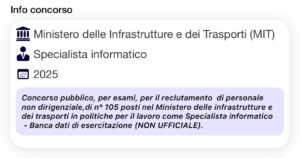 Banca dati di esercitazione (NON UFFICIALE) - Concorso MIT Funzionario Specialista informatico 2025