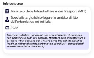 Banca dati di esercitazione (NON UFFICIALE) - Concorso MIT Funzionario Specialista giuridico-legale in ambito dell'urbanistica ed edilizia