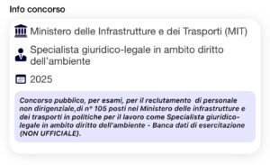 Banca dati di esercitazione (NON UFFICIALE) - Concorso MIT Funzionario Specialista giuridico-legale in ambito di diritto dell'ambiente