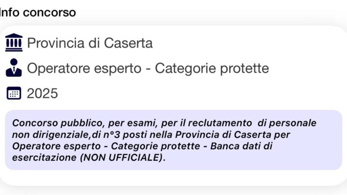 Banca dati di esercitazione (NON UFFICIALE) per Operatori Esperti - Concorso provincia di Caserta