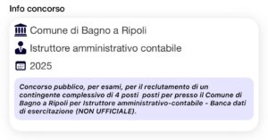 Banca dati di esercitazione (non ufficiale) per Concorso Comune di Bagno a Ripoli per istruttori Amministrativi