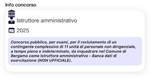 Banca dati di esercitazione (NON UFFICIALE) per Concorso Comune Bergamo Istruttori Amministrativi