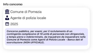 Banca dati di esercitazione (NON UFFICIALE) per Concorso Comune Pomezia Agenti di Polizia Locale 2025