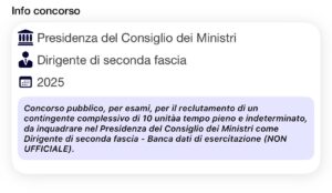 Banca dati di esercitazione (NON UFFICIALE) Concorso Dirigenti Presidenza Consiglio dei Ministri 2025