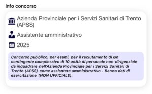Banca dati di esercitazione (NON UFFICIALE) per concorso APSS Trento Assistenti Amministrativi