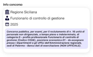 Banca dati di esercitazione (NON UFFICIALE) per Concorso Regione Siciliana 2025 - Funzionario di controllo di gestione