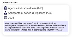 Banca dati di esercitazione (NON UFFICIALE) - Concorso AID 2025 per Assistenti ai Servizi di vigilanza