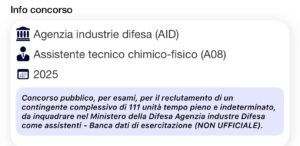 Banca dati di esercitazione (NON UFFICIALE) - Concorso AID 2025 per Assistenti tecnico chimico-fisico (A08)