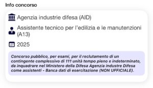 Banca dati di esercitazione (NON UFFICIALE) - Concorso AID 2025 Assistenti per l'edilizia e le manutenzioni (A13)