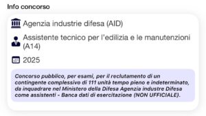 Banca dati di esercitazione (NON UFFICIALE) - Concorso AID 2025 Assistenti per l'edilizia e le manutenzioni (A14)