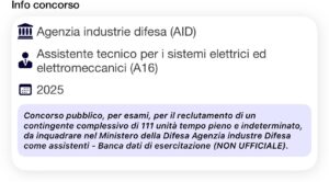 Banca dati di esercitazione (NON UFFICIALE) - Concorso AID 2025 assistenti per i sistemi elettrici ed elettromeccanici