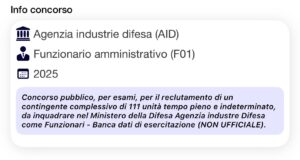 Banca dati di esercitazione (NON UFFICIALE) - Concorso AID 2025 per Funzionari amministrativi (F01)
