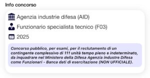 Banca dati di esercitazione (NON UFFICIALE) - Concorso AID 2025 per Funzionari specialisti tecnici (F03)