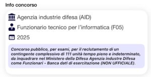 Banca dati di esercitazione (NON UFFICIALE) - Concorso AID 2025 per Funzionari Tecnici per l'informatica.