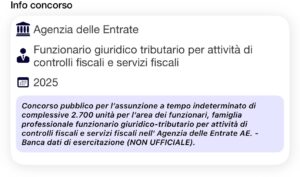 Banca dati di esercitazione (NON UFFICIALE) per Concorso Agenzia Entrate Funzionari Giuridico-Tributari Fiscali 2025