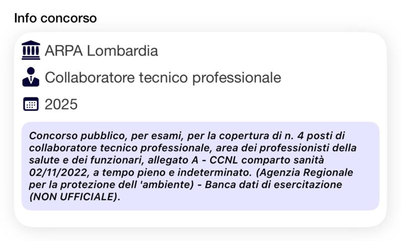 Banca dati di esercitazione (NON UFFICIALE) per Concorso ARPA Lombardia Collaboratori Tecnici