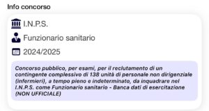 banca dati di esercitazione (NON UFFICIALE) Concorso infermieri INPS