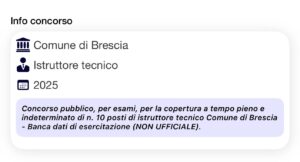 Banca dati di esercitazione (NON UFFICIALE) per Concorso Comune Brescia Istruttori Tecnici 2025