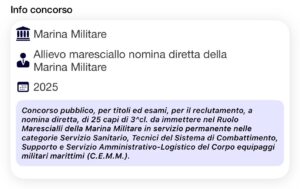 Banca dati per Concorso Marina Militare Marescialli Nomina Diretta