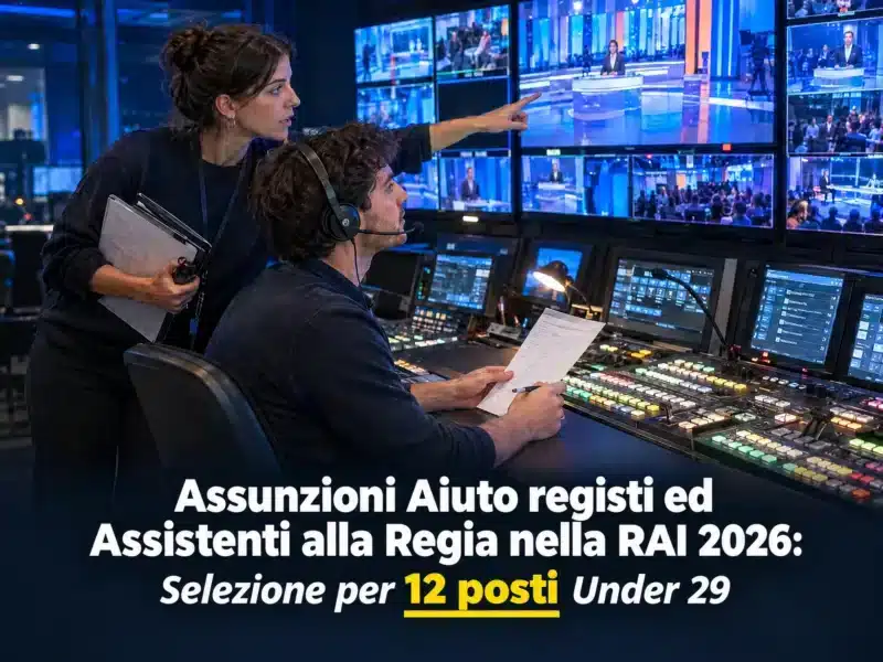Assunzioni Aiuto registi ed Assistenti alla Regia nella RAI 2026 - Selezione per 12 posti Under 29