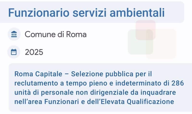 Funzionario servizi ambientali 2025
